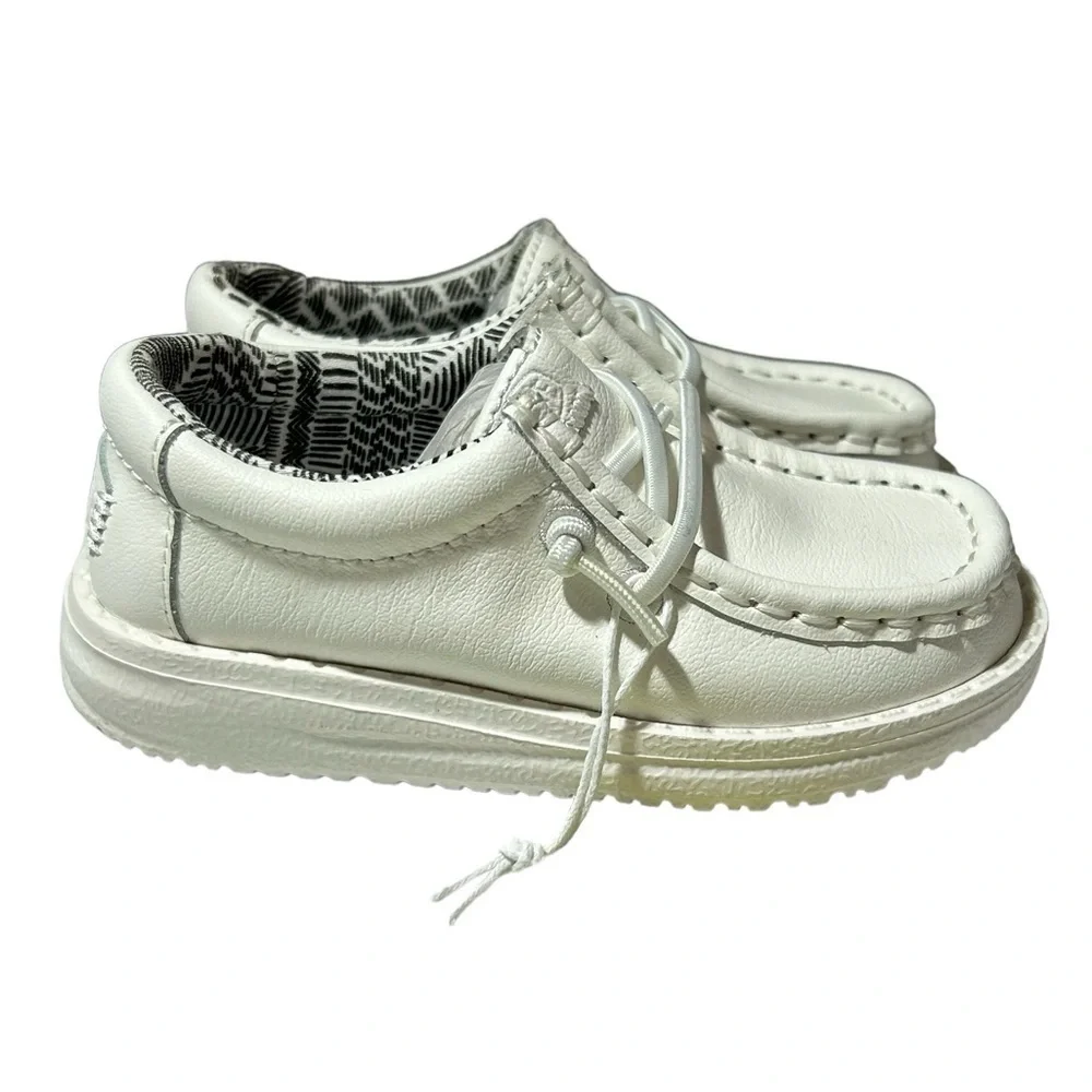 New Hey Dude Wally Leather Mono White Toddler Size 7 US EU 25 BNWOT